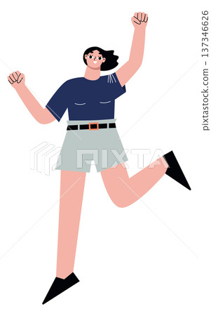 Happy active woman. Free spirit young person Happy active woman. Free spirit young person 137346626