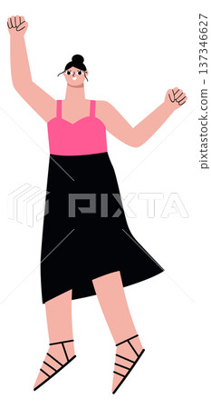 Triumph gesture. Young woman celebrating success with lifted hand Triumph gesture. Young woman celebrating success with lifted hand 137346627
