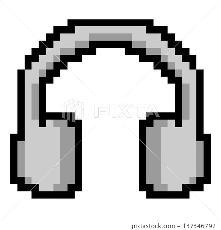 Pixel style headphones icon isolated on white background 137346792