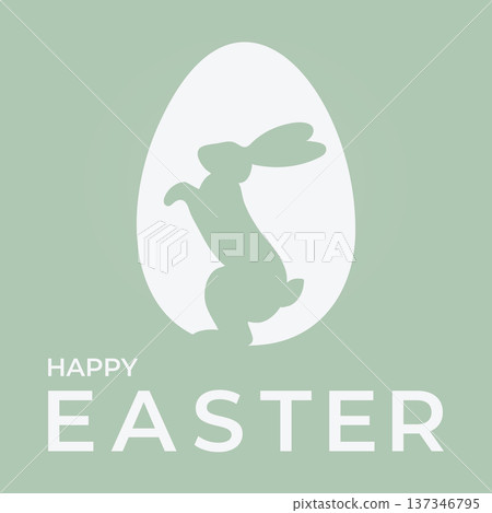 Modern green Easter bunny minimal card Modern green Easter bunny minimal card 137346795