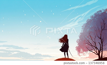 藍天與少女-人工智慧生成素材 藍天與少女-人工智慧生成素材 137346958