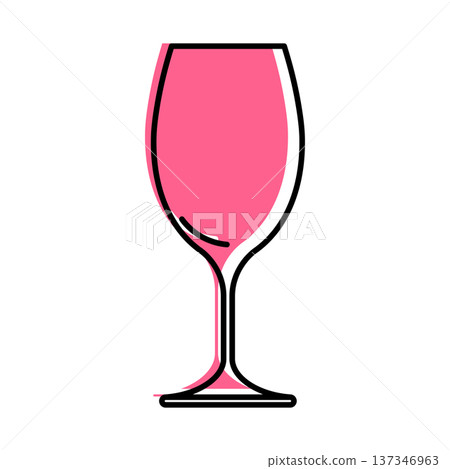 tall wine glass contour cartoon style with red shadow tall wine glass contour cartoon style with red shadow 137346963