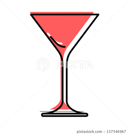 martini cocktail glass contour cartoon style with green shadow martini cocktail glass contour cartoon style with green shadow 137346967