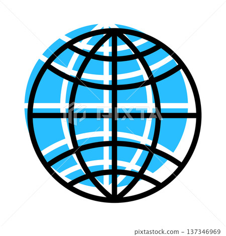 symbolic representation of the globe contour cartoon style with blue shadow 137346969