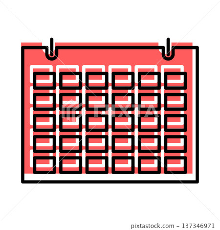 icon of calendar grid contour cartoon style with red shadow icon of calendar grid contour cartoon style with red shadow 137346971