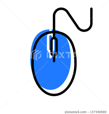 icon of computer mouse contour cartoon style with blue shadow icon of computer mouse contour cartoon style with blue shadow 137346980