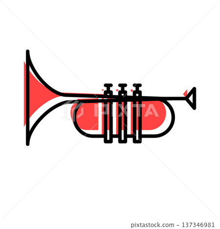 icon of musical pipe contour cartoon style with red shadow icon of musical pipe contour cartoon style with red shadow 137346981
