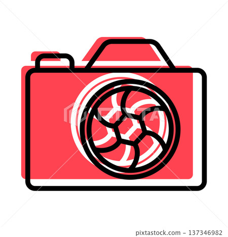 icon of photo camera contour cartoon style with red shadow 137346982
