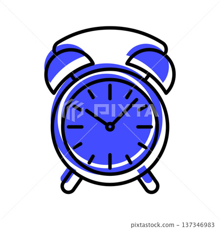icon of alarm clock contour cartoon style with blue shadow icon of alarm clock contour cartoon style with blue shadow 137346983