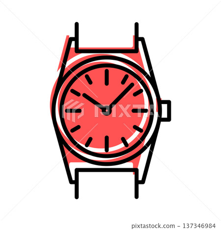 icon of wrist watches contour cartoon style with red shadow icon of wrist watches contour cartoon style with red shadow 137346984