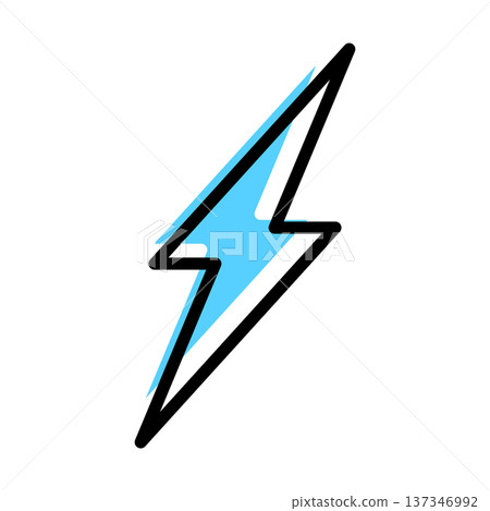 icon of lightning contour cartoon style with blue shadow 137346992