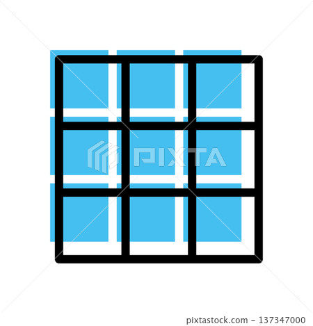 icon of square grid contour cartoon style with blue shadow 137347000