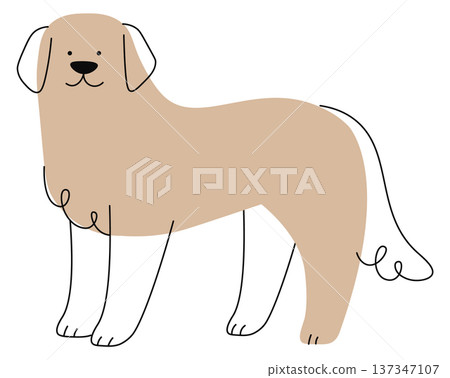 Newfoundland dog doodle. Friendly pet standing drawing Newfoundland dog doodle. Friendly pet standing drawing 137347107