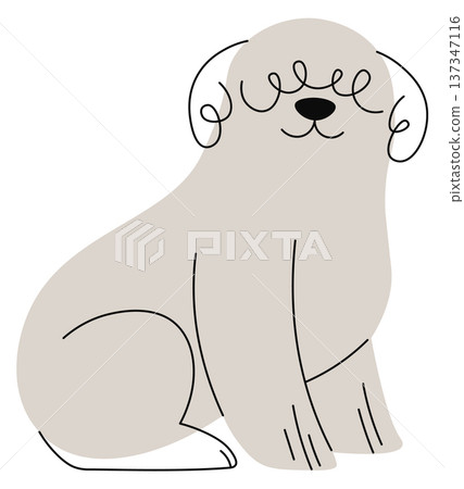 Cute sheepdog sitting pose. Funny dog doodle 137347116