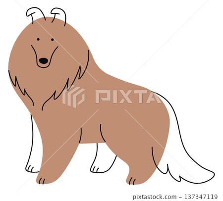 Border collie doodle drawing. Color dog icon 137347119