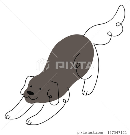 Playing labrador dog. Cute friendly animal doodle Playing labrador dog. Cute friendly animal doodle 137347121