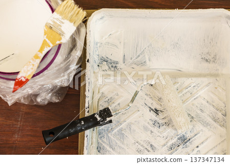 White paint with essentials equipment White paint with essentials equipment 137347134