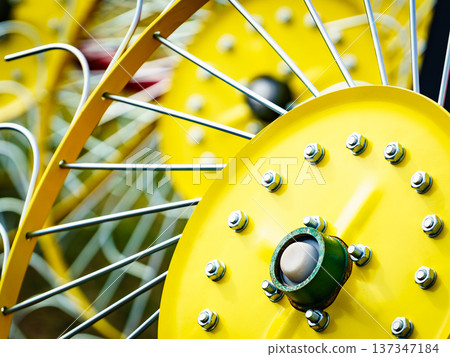Tractor with rotary rake, agriculture machine Tractor with rotary rake, agriculture machine 137347184