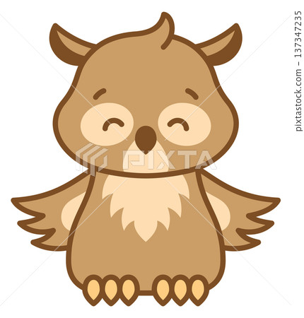 Cute owl color line icon. Wise bird drawing 137347235