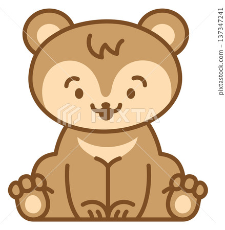 Bear in kawaii style. Sitting baby animal icon Bear in kawaii style. Sitting baby animal icon 137347241