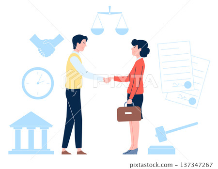 Legal agreement. Attorney client deal color icon Legal agreement. Attorney client deal color icon 137347267