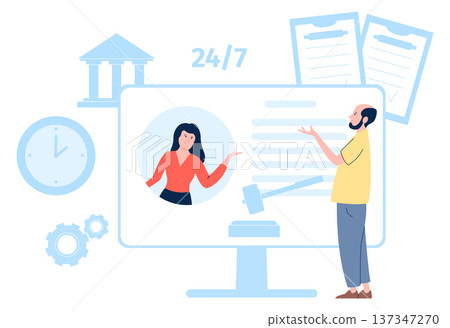 Legal support service concept. Online lawyer help Legal support service concept. Online lawyer help 137347270