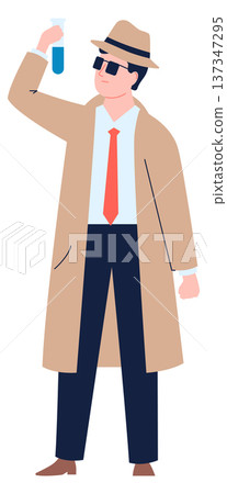 Detective research evidence. Crime investigation color icon 137347295