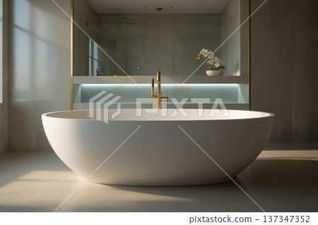 beautiful luxury white bathtub decoration in bathroom 137347352