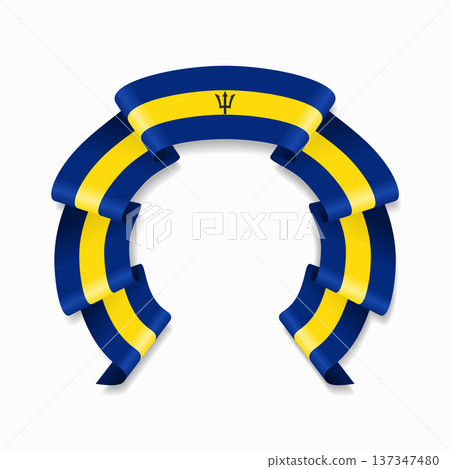 Barbadian flag circular wavy ribbon, ideal for patriotic design themes. Vector illustration. Barbadian flag circular wavy ribbon, ideal for patriotic design themes. Vector illustration. 137347480
