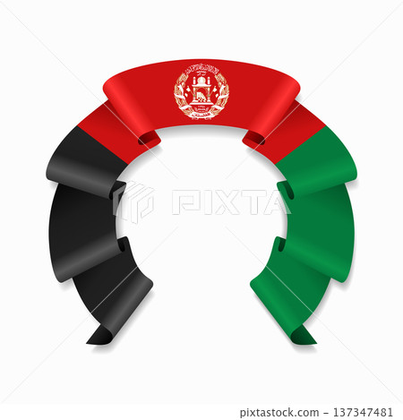 Afghani flag circular wavy ribbon, ideal for patriotic design themes. Vector illustration. Afghani flag circular wavy ribbon, ideal for patriotic design themes. Vector illustration. 137347481