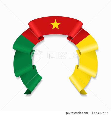 Cameroon flag circular wavy ribbon, ideal for patriotic design themes. Vector illustration. Cameroon flag circular wavy ribbon, ideal for patriotic design themes. Vector illustration. 137347483
