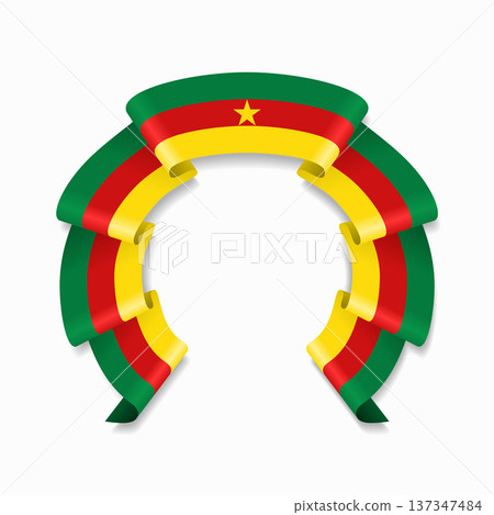 Cameroon flag circular wavy ribbon, ideal for patriotic design themes. Vector illustration. Cameroon flag circular wavy ribbon, ideal for patriotic design themes. Vector illustration. 137347484