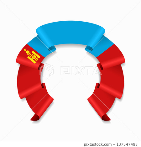 Mongolian flag circular wavy ribbon, ideal for patriotic design themes. Vector illustration. Mongolian flag circular wavy ribbon, ideal for patriotic design themes. Vector illustration. 137347485