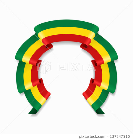 Malian flag circular wavy ribbon, ideal for patriotic design themes. Vector illustration. 137347510