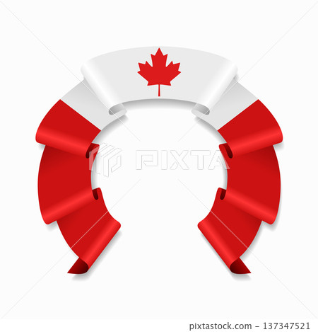 Canadian flag circular wavy ribbon, ideal for patriotic design themes. Vector illustration. Canadian flag circular wavy ribbon, ideal for patriotic design themes. Vector illustration. 137347521