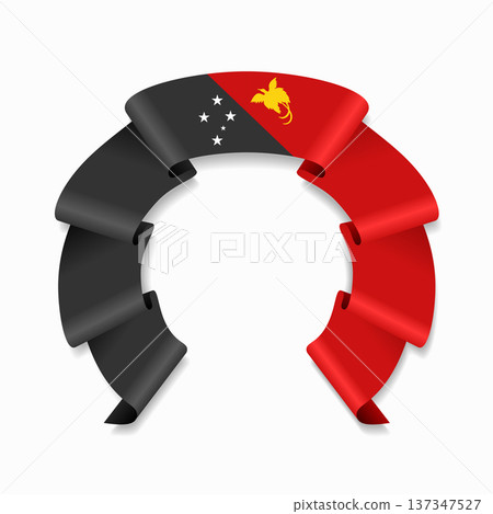 Papua New Guinea flag circular wavy ribbon, ideal for patriotic design themes. Vector illustration. Papua New Guinea flag circular wavy ribbon, ideal for patriotic design themes. Vector illustration. 137347527