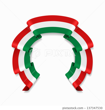 Italian flag circular wavy ribbon, ideal for patriotic design themes. Vector illustration. Italian flag circular wavy ribbon, ideal for patriotic design themes. Vector illustration. 137347530