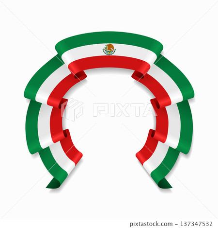 Mexican flag circular wavy ribbon, ideal for patriotic design themes. Vector illustration. Mexican flag circular wavy ribbon, ideal for patriotic design themes. Vector illustration. 137347532