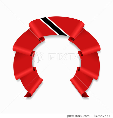 Trinidad and Tobago flag circular wavy ribbon, ideal for patriotic design themes. Vector illustration. 137347555
