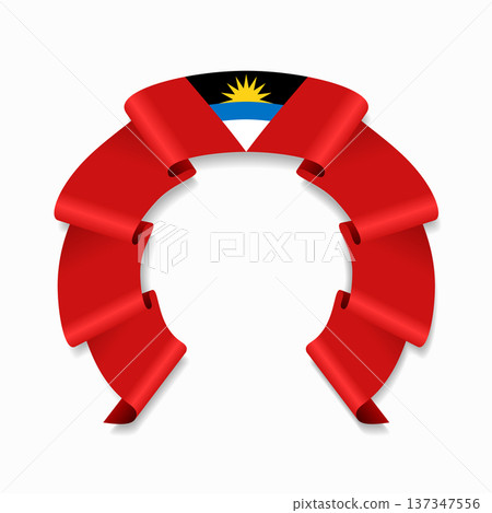 Antigua and Barbuda flag circular wavy ribbon, ideal for patriotic design themes. Vector illustration. Antigua and Barbuda flag circular wavy ribbon, ideal for patriotic design themes. Vector illustration. 137347556