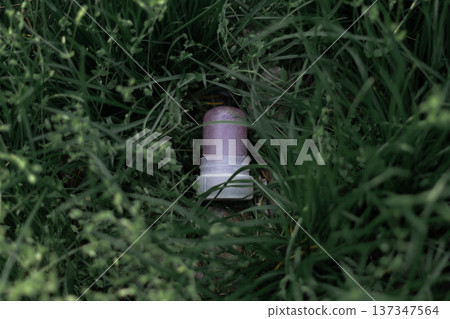 Mineral deodorant stone lying on fresh grass outdoors. Natural body care and eco friendly cosmetic concept Mineral deodorant stone lying on fresh grass outdoors. Natural body care and eco friendly cosmetic concept 137347564