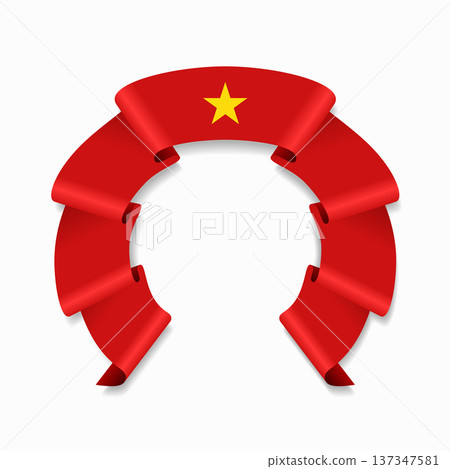 Vietnamese flag circular wavy ribbon, ideal for patriotic design themes. Vector illustration. Vietnamese flag circular wavy ribbon, ideal for patriotic design themes. Vector illustration. 137347581