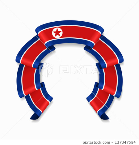 North Korean flag circular wavy ribbon, ideal for patriotic design themes. Vector illustration. North Korean flag circular wavy ribbon, ideal for patriotic design themes. Vector illustration. 137347584