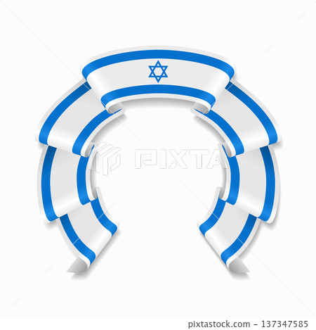 Israeli flag circular wavy ribbon, ideal for patriotic design themes. Vector illustration. 137347585