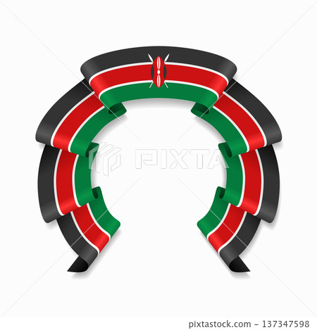Kenyan flag circular wavy ribbon, ideal for patriotic design themes. Vector illustration. Kenyan flag circular wavy ribbon, ideal for patriotic design themes. Vector illustration. 137347598