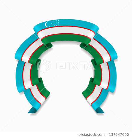Uzbekistani flag circular wavy ribbon, ideal for patriotic design themes. Vector illustration. Uzbekistani flag circular wavy ribbon, ideal for patriotic design themes. Vector illustration. 137347600