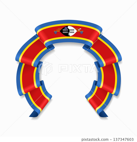 Eswatini flag circular wavy ribbon, ideal for patriotic design themes. Vector illustration. Eswatini flag circular wavy ribbon, ideal for patriotic design themes. Vector illustration. 137347603