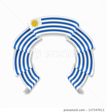 Uruguayan flag circular wavy ribbon, ideal for patriotic design themes. Vector illustration. Uruguayan flag circular wavy ribbon, ideal for patriotic design themes. Vector illustration. 137347611