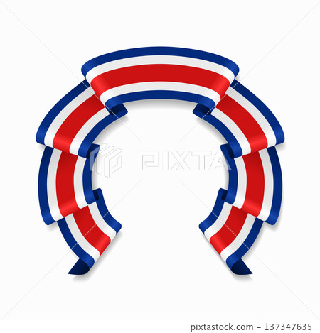 Costa Rican flag circular wavy ribbon, ideal for patriotic design themes. Vector illustration. Costa Rican flag circular wavy ribbon, ideal for patriotic design themes. Vector illustration. 137347635