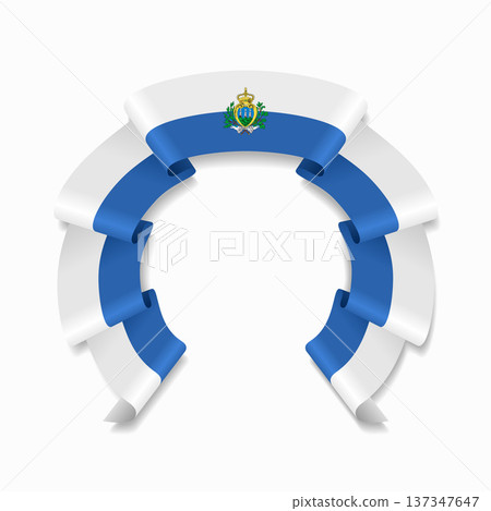 San Marino flag circular wavy ribbon, ideal for patriotic design themes. Vector illustration. San Marino flag circular wavy ribbon, ideal for patriotic design themes. Vector illustration. 137347647